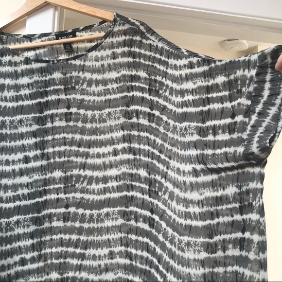 Ronen Chen ‘Emma’ oversized drape Top in Neptune Print (tiedye grey/black/white) - Picture 7 of 13